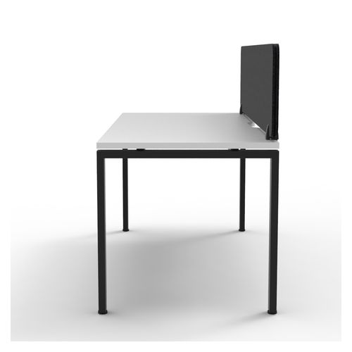 Rapid Deluxe Infinity Single Sided Workstation 1 Person With Black Eco Screen 1200Wmm per person Black Profile Leg Natural White Top