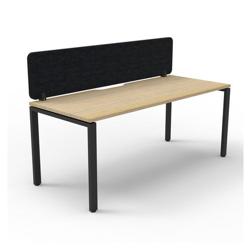 Rapid Deluxe Infinity Single Sided Workstation 1 Person With Black Eco Screen 1200Wmm per person Black Profile Leg Natural Oak Top
