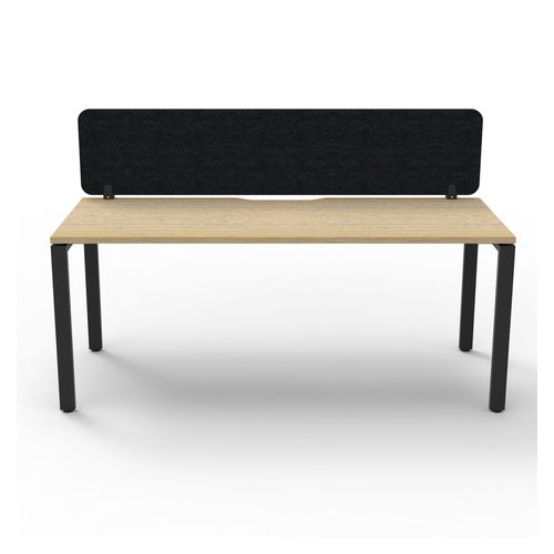 Rapid Deluxe Infinity Single Sided Workstation 1 Person With Black Eco Screen 1200Wmm per person Black Profile Leg Natural Oak Top