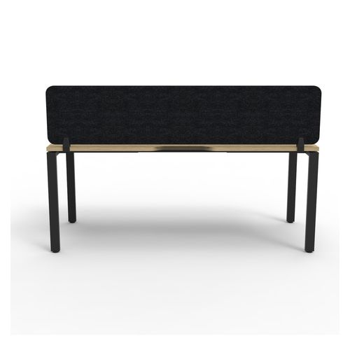 Rapid Deluxe Infinity Single Sided Workstation 1 Person With Black Eco Screen 1200Wmm per person Black Profile Leg Natural Oak Top