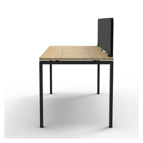 Rapid Deluxe Infinity Single Sided Workstation 1 Person With Black Eco Screen 1200Wmm per person Black Profile Leg Natural Oak Top