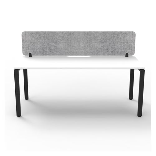 Rapid Deluxe Infinity Single Sided Workstation 1 Person With Grey Eco Screen 1200Wmm per person Black Profile Leg Natural White Top