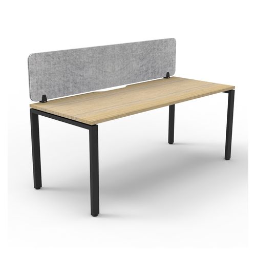 Rapid Deluxe Infinity Single Sided Workstation 1 Person With Grey Eco Screen 1500Wmm per person Black Profile Leg Natural Oak Top