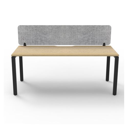 Rapid Deluxe Infinity Single Sided Workstation 1 Person With Grey Eco Screen 1500Wmm per person Black Profile Leg Natural Oak Top