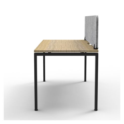 Rapid Deluxe Infinity Single Sided Workstation 1 Person With Grey Eco Screen 1500Wmm per person Black Profile Leg Natural Oak Top