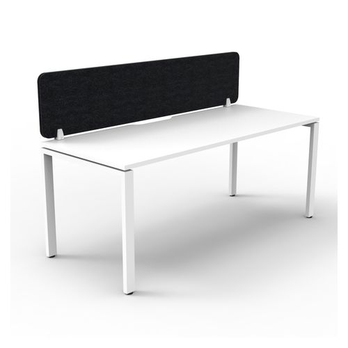 Rapid Deluxe Infinity Single Sided Workstation 1 Person With Black Eco Screen 1500Wmm per person White Profile Leg Natural White Top