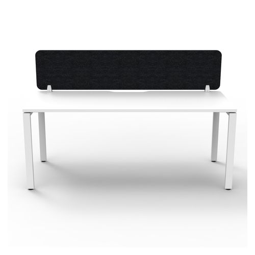Rapid Deluxe Infinity Single Sided Workstation 1 Person With Black Eco Screen 1500Wmm per person White Profile Leg Natural White Top