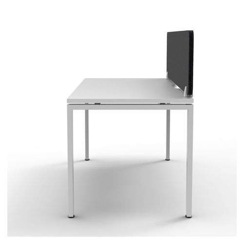 Rapid Deluxe Infinity Single Sided Workstation 1 Person With Black Eco Screen 1500Wmm per person White Profile Leg Natural White Top