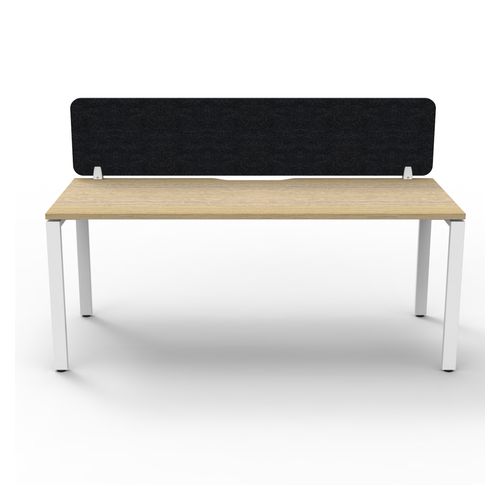 Rapid Deluxe Infinity Single Sided Workstation 1 Person With Black Eco Screen 1500Wmm per person White Profile Leg Natural Oak Top