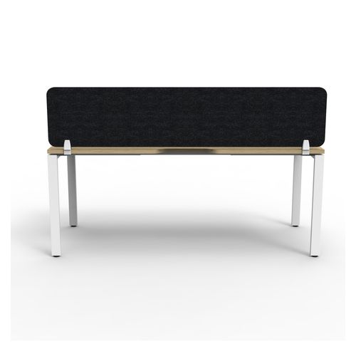 Rapid Deluxe Infinity Single Sided Workstation 1 Person With Black Eco Screen 1500Wmm per person White Profile Leg Natural Oak Top