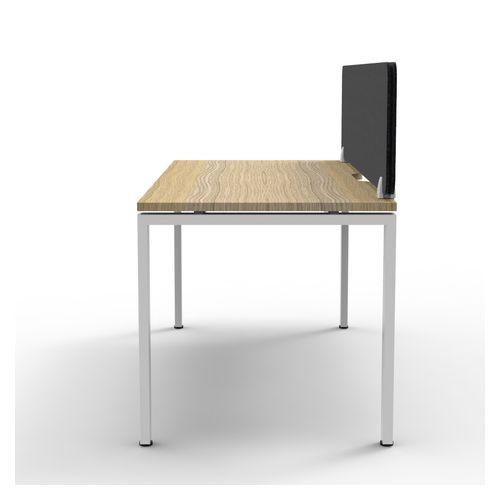 Rapid Deluxe Infinity Single Sided Workstation 1 Person With Black Eco Screen 1500Wmm per person White Profile Leg Natural Oak Top