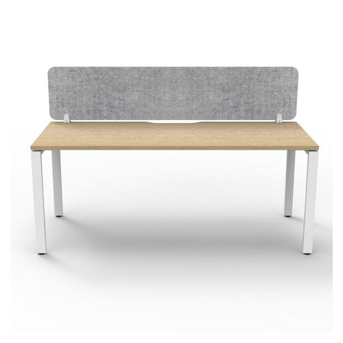 Rapid Deluxe Infinity Single Sided Workstation 1 Person With Grey Eco Screen 1500Wmm per person White Profile Leg Natural Oak Top