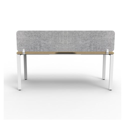 Rapid Deluxe Infinity Single Sided Workstation 1 Person With Grey Eco Screen 1500Wmm per person White Profile Leg Natural Oak Top