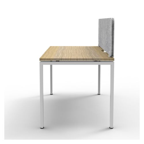 Rapid Deluxe Infinity Single Sided Workstation 1 Person With Grey Eco Screen 1500Wmm per person White Profile Leg Natural Oak Top