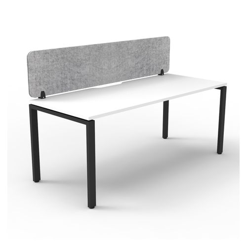Rapid Deluxe Infinity Single Sided Workstation 1 Person With Grey Eco Screen 1800Wmm per person Black Profile Leg Natural White Top