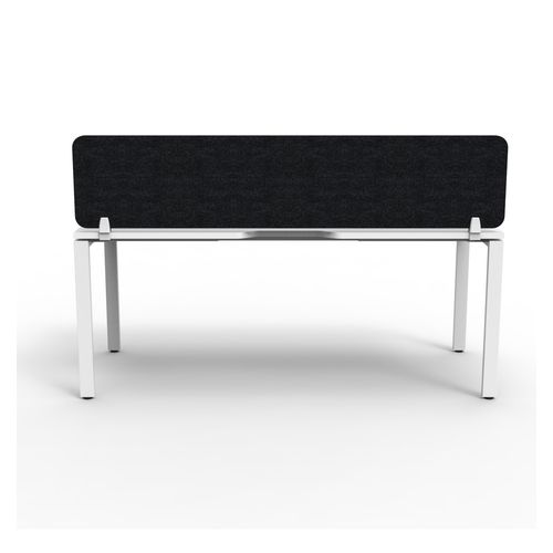Rapid Deluxe Infinity Single Sided Workstation 1 Person With Black Eco Screen 1800Wmm per person White Profile Leg Natural White Top