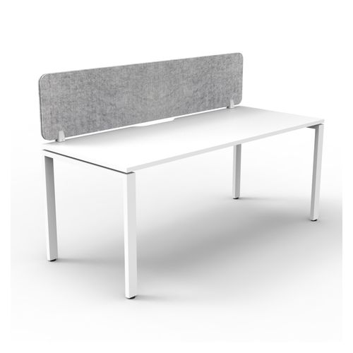 Rapid Deluxe Infinity Single Sided Workstation 1 Person With Grey Eco Screen 1800Wmm per person White Profile Leg Natural White Top
