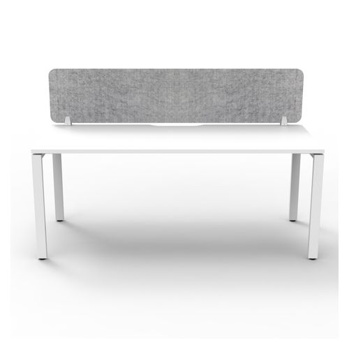 Rapid Deluxe Infinity Single Sided Workstation 1 Person With Grey Eco Screen 1800Wmm per person White Profile Leg Natural White Top