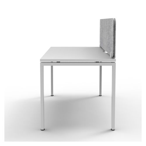 Rapid Deluxe Infinity Single Sided Workstation 1 Person With Grey Eco Screen 1800Wmm per person White Profile Leg Natural White Top