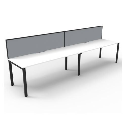 Rapid Deluxe Infinity Single Sided Workstation 2 Person With Grey Screen 1500Wmm per person Black Profile Leg Natural White Top