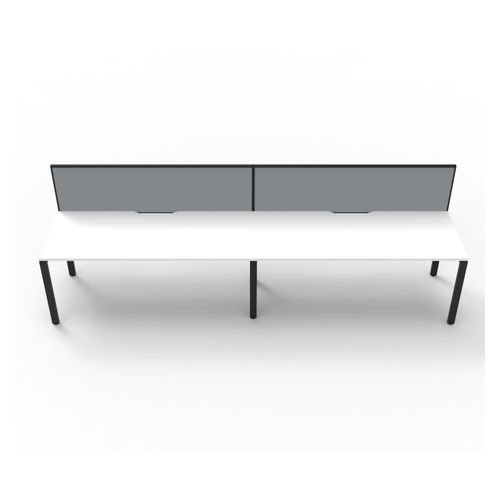 Rapid Deluxe Infinity Single Sided Workstation 2 Person With Grey Screen 1500Wmm per person Black Profile Leg Natural White Top