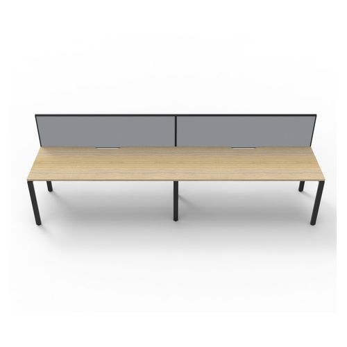 Rapid Deluxe Infinity Single Sided Workstation 2 Person With Grey Screen 1500Wmm per person Black Profile Leg Natural Oak Top