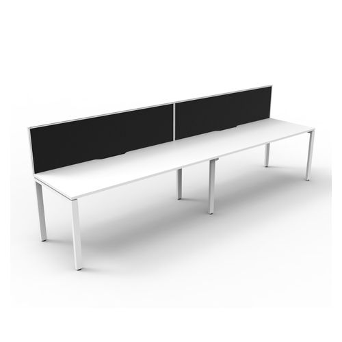 Rapid Deluxe Infinity Single Sided Workstation 2 Person With Black Screen 1500Wmm per person White Profile Leg Natural White Top