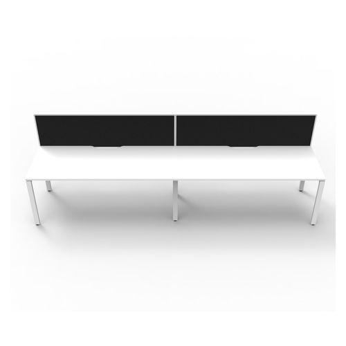 Rapid Deluxe Infinity Single Sided Workstation 2 Person With Black Screen 1500Wmm per person White Profile Leg Natural White Top
