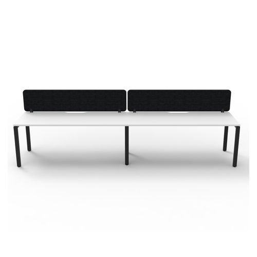 Rapid Deluxe Infinity Single Sided Workstation 2 Person With Black Eco Screen 1200Wmm per person Black Profile Leg Natural White Top