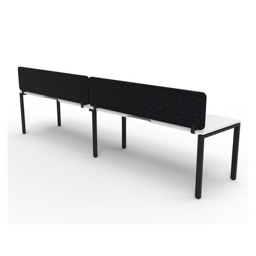 Rapid Deluxe Infinity Single Sided Workstation 2 Person With Black Eco Screen 1200Wmm per person Black Profile Leg Natural White Top