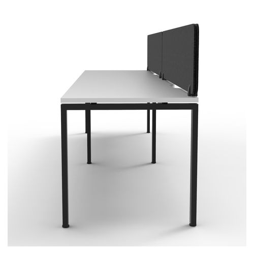 Rapid Deluxe Infinity Single Sided Workstation 2 Person With Black Eco Screen 1200Wmm per person Black Profile Leg Natural White Top