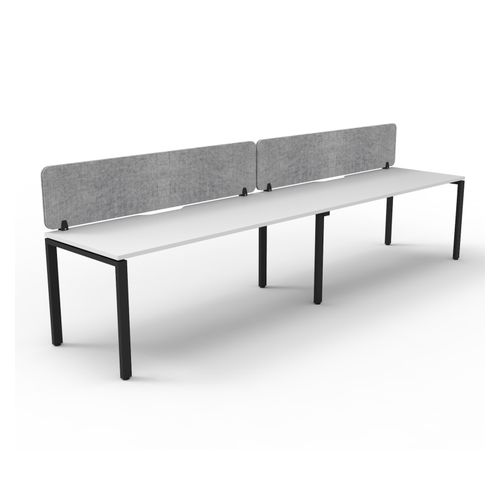 Rapid Deluxe Infinity Single Sided Workstation 2 Person With Grey Eco Screen 1200Wmm per person Black Profile Leg Natural White Top