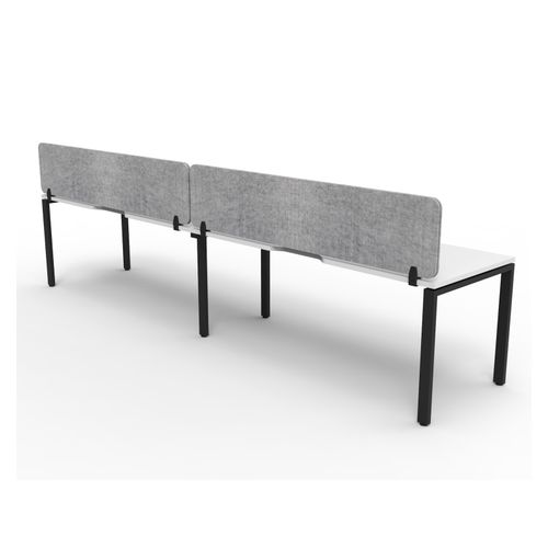 Rapid Deluxe Infinity Single Sided Workstation 2 Person With Grey Eco Screen 1200Wmm per person Black Profile Leg Natural White Top