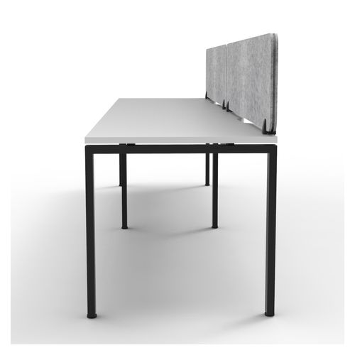 Rapid Deluxe Infinity Single Sided Workstation 2 Person With Grey Eco Screen 1200Wmm per person Black Profile Leg Natural White Top