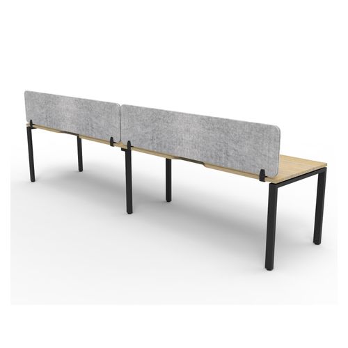 Rapid Deluxe Infinity Single Sided Workstation 2 Person With Grey Eco Screen 1200Wmm per person Black Profile Leg Natural Oak Top