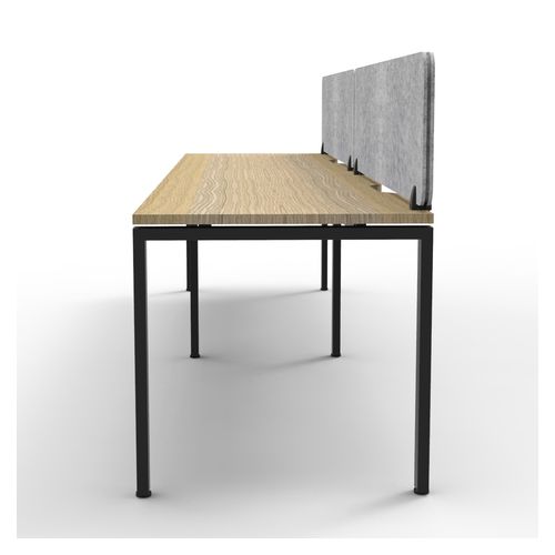 Rapid Deluxe Infinity Single Sided Workstation 2 Person With Grey Eco Screen 1200Wmm per person Black Profile Leg Natural Oak Top