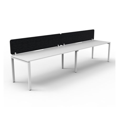 Rapid Deluxe Infinity Single Sided Workstation 2 Person With Black Eco Screen 1200Wmm per person White Profile Leg Natural White Top
