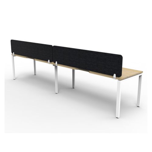 Rapid Deluxe Infinity Single Sided Workstation 2 Person With Black Eco Screen 1200Wmm per person White Profile Leg Natural Oak Top