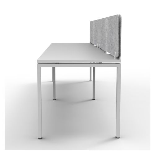 Rapid Deluxe Infinity Single Sided Workstation 2 Person With Grey Eco Screen 1200Wmm per person White Profile Leg Natural White Top