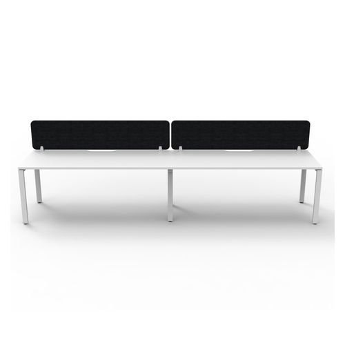 Rapid Deluxe Infinity Single Sided Workstation 2 Person With Black Eco Screen 1500Wmm per person White Profile Leg Natural White Top