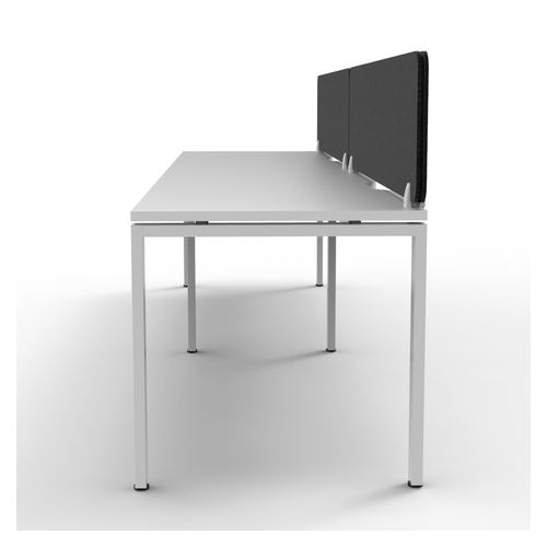 Rapid Deluxe Infinity Single Sided Workstation 2 Person With Black Eco Screen 1500Wmm per person White Profile Leg Natural White Top