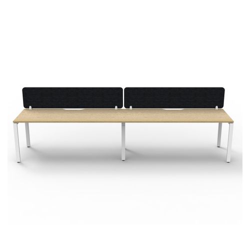 Rapid Deluxe Infinity Single Sided Workstation 2 Person With Black Eco Screen 1500Wmm per person White Profile Leg Natural Oak Top