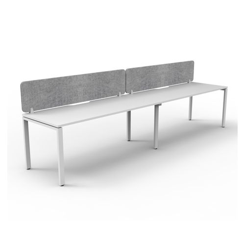 Rapid Deluxe Infinity Single Sided Workstation 2 Person With Grey Eco Screen 1500Wmm per person White Profile Leg Natural White Top