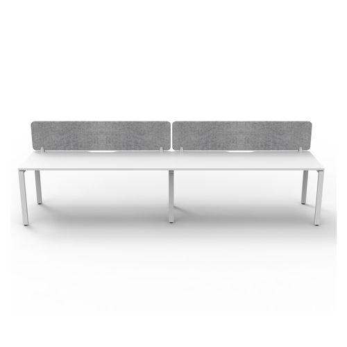 Rapid Deluxe Infinity Single Sided Workstation 2 Person With Grey Eco Screen 1500Wmm per person White Profile Leg Natural White Top
