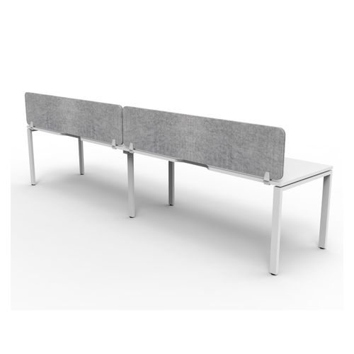 Rapid Deluxe Infinity Single Sided Workstation 2 Person With Grey Eco Screen 1500Wmm per person White Profile Leg Natural White Top