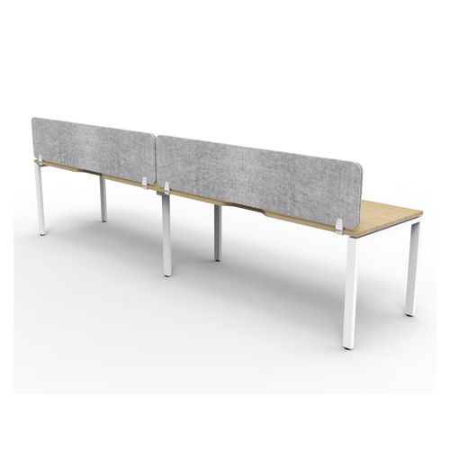 Rapid Deluxe Infinity Single Sided Workstation 2 Person With Grey Eco Screen 1500Wmm per person White Profile Leg Natural Oak Top