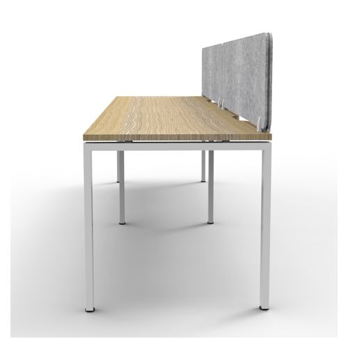 Rapid Deluxe Infinity Single Sided Workstation 2 Person With Grey Eco Screen 1500Wmm per person White Profile Leg Natural Oak Top