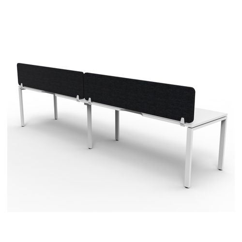 Rapid Deluxe Infinity Single Sided Workstation 2 Person With Black Eco Screen 1800Wmm per person White Profile Leg Natural White Top