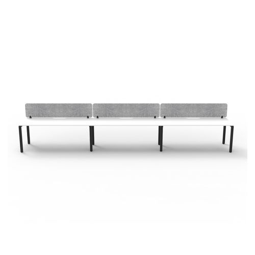 Rapid Deluxe Infinity Single Sided Workstation 3 Person With Grey Eco Screen 1200Wmm per person Black Profile Leg Natural White Top
