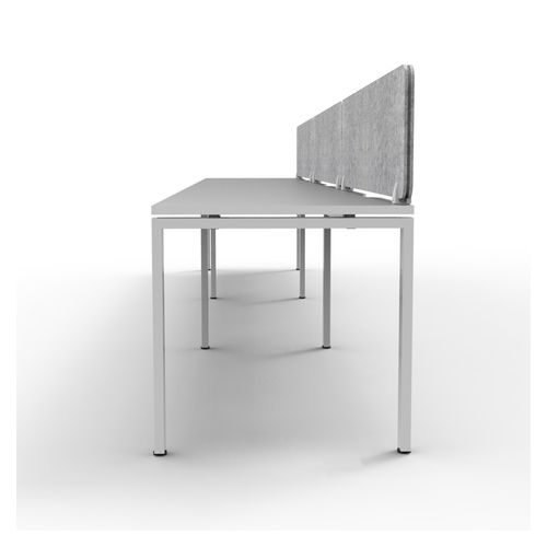 Rapid Deluxe Infinity Single Sided Workstation 3 Person With Grey Eco Screen 1500Wmm per person White Profile Leg Natural White Top